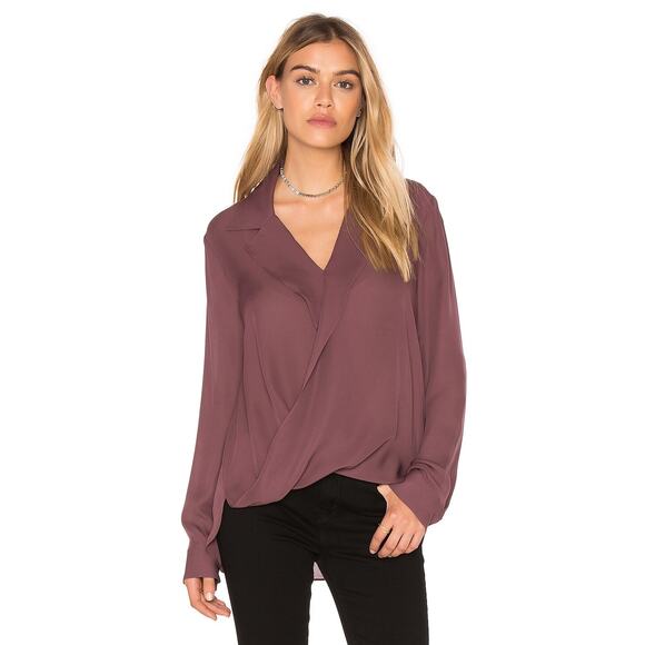 L'Agence Rita Drape Silk Blouse in Mulberry Purple - Picture 1 of 7